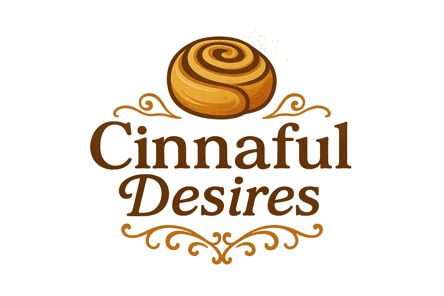Cinnamon roll bakery called Cinnaful Desires logo